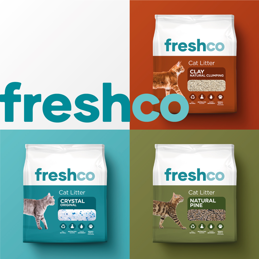 Energi Design Packaging-Freshco-Cat-Litter-Packaging-Range