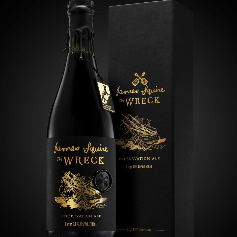James Squire The Wreck Preservation Ale Beer Bottle Wax-Seal Limited Release Box Label Design